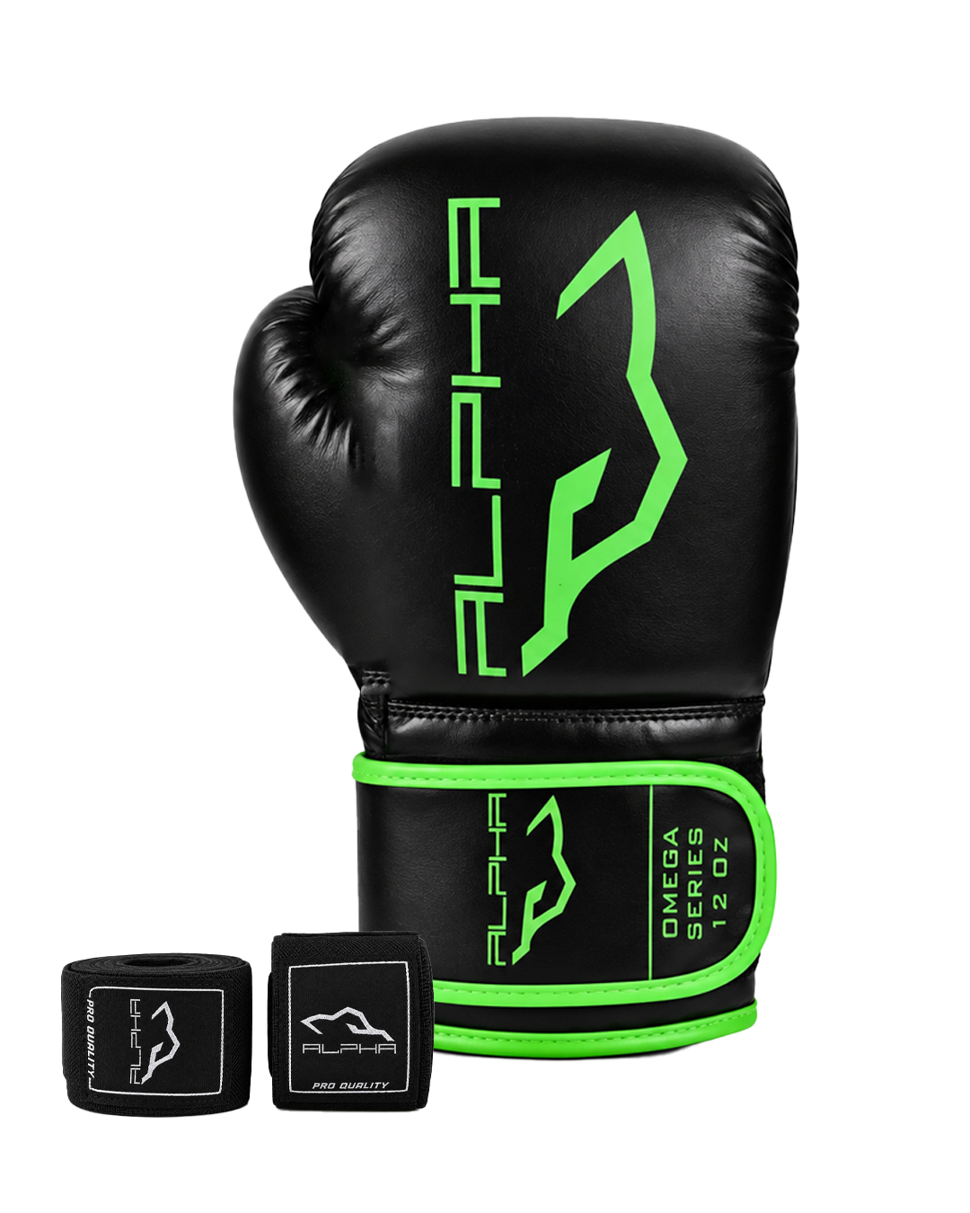 Venom Green & Black Training Boxing Gloves 12oz - Alpha Omega Series | Pro X Sports