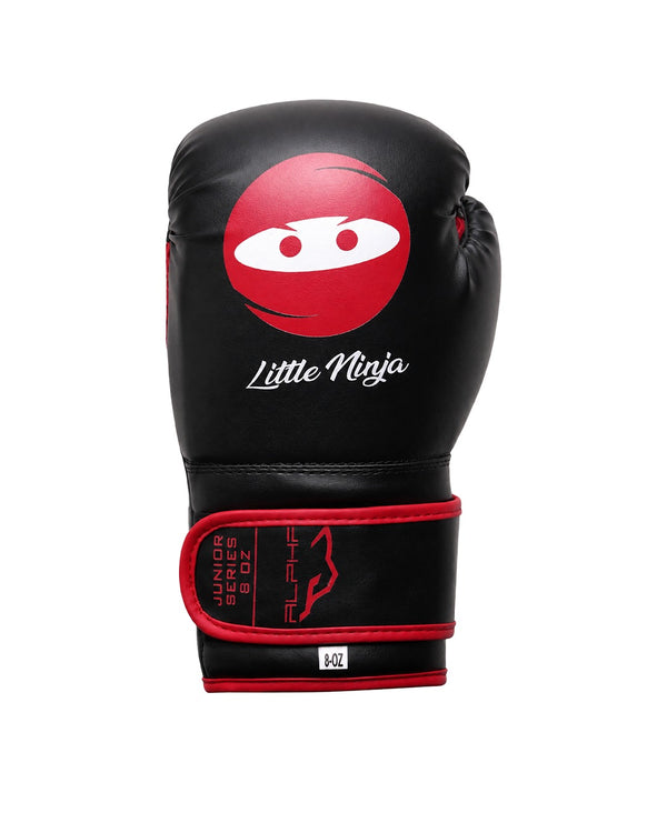Stealth Black & Red "Little Ninja" Kids Boxing Gloves 8oz - Alpha Junior Series | Pro X Sports