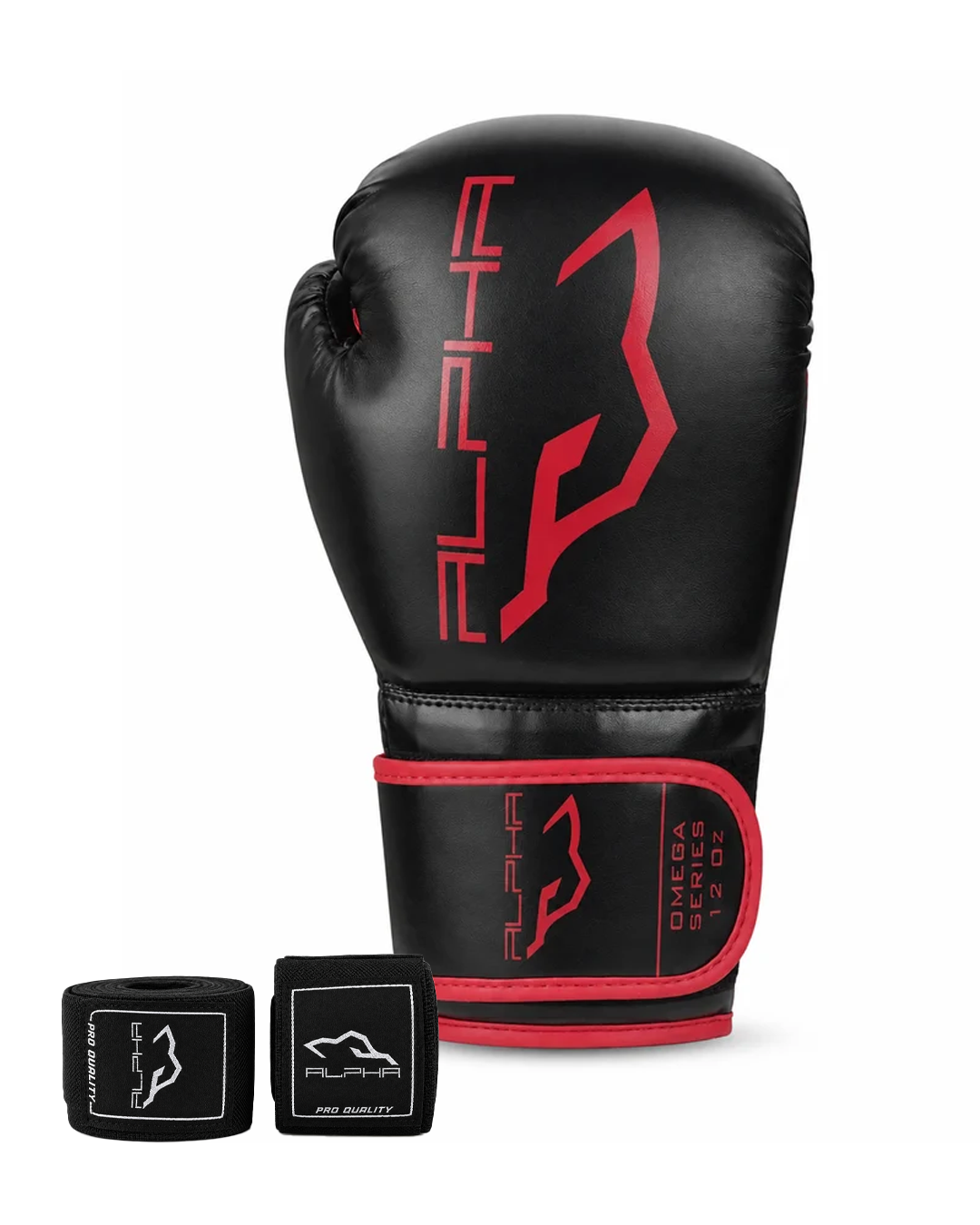 Crimson Red & Black Training Boxing Gloves 12oz - Alpha Omega Series | Pro X Sports