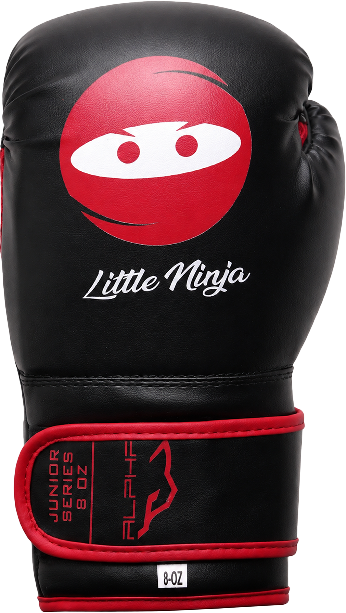Stealth Black & Red "Little Ninja" Kids Boxing Gloves 8oz - Alpha Junior Series | Pro X Sports