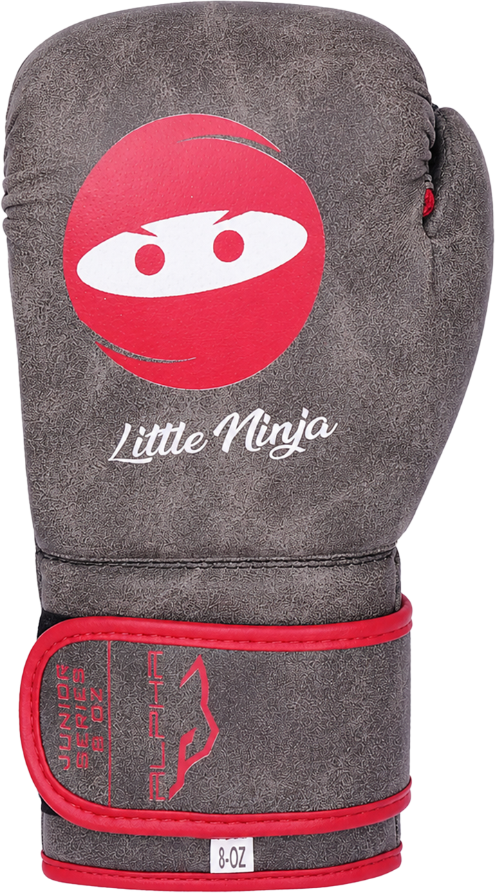 Distressed Charcoal & Red "Little Ninja" 8oz Kids Boxing Gloves | Pro X Sports