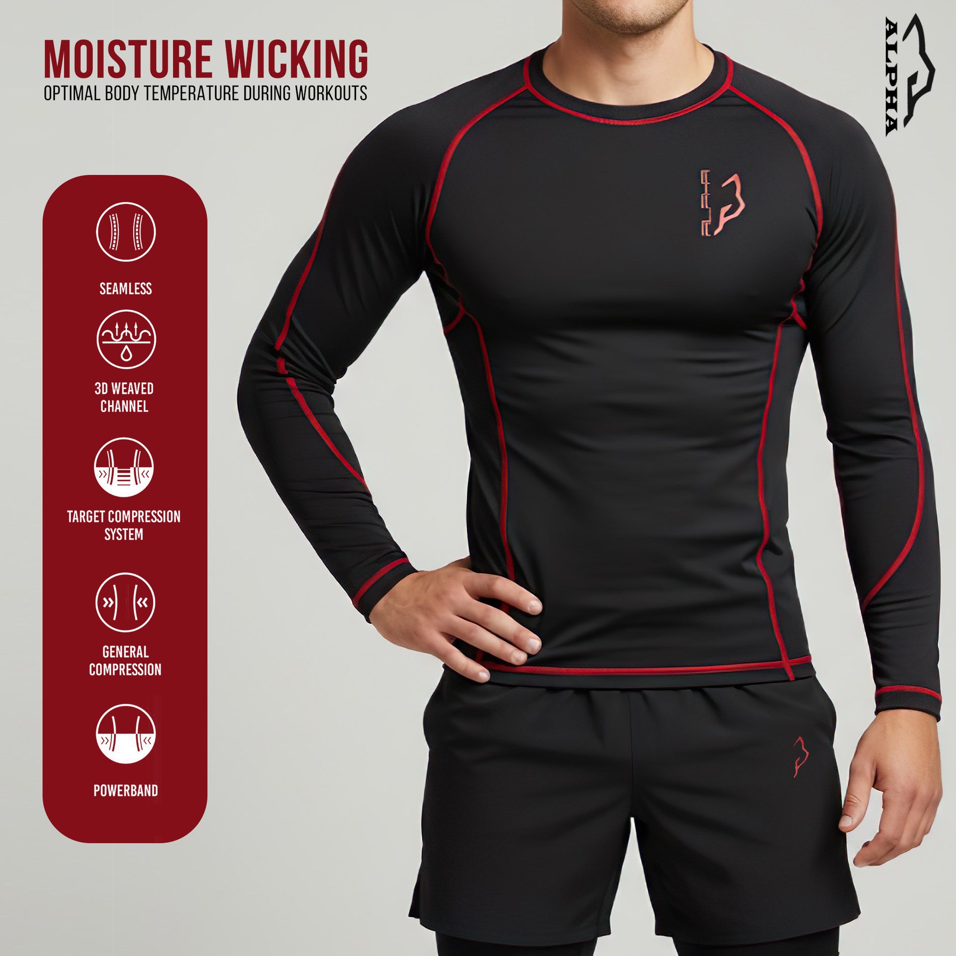 Compression Shirt Red 1- Pro X Sports Wear