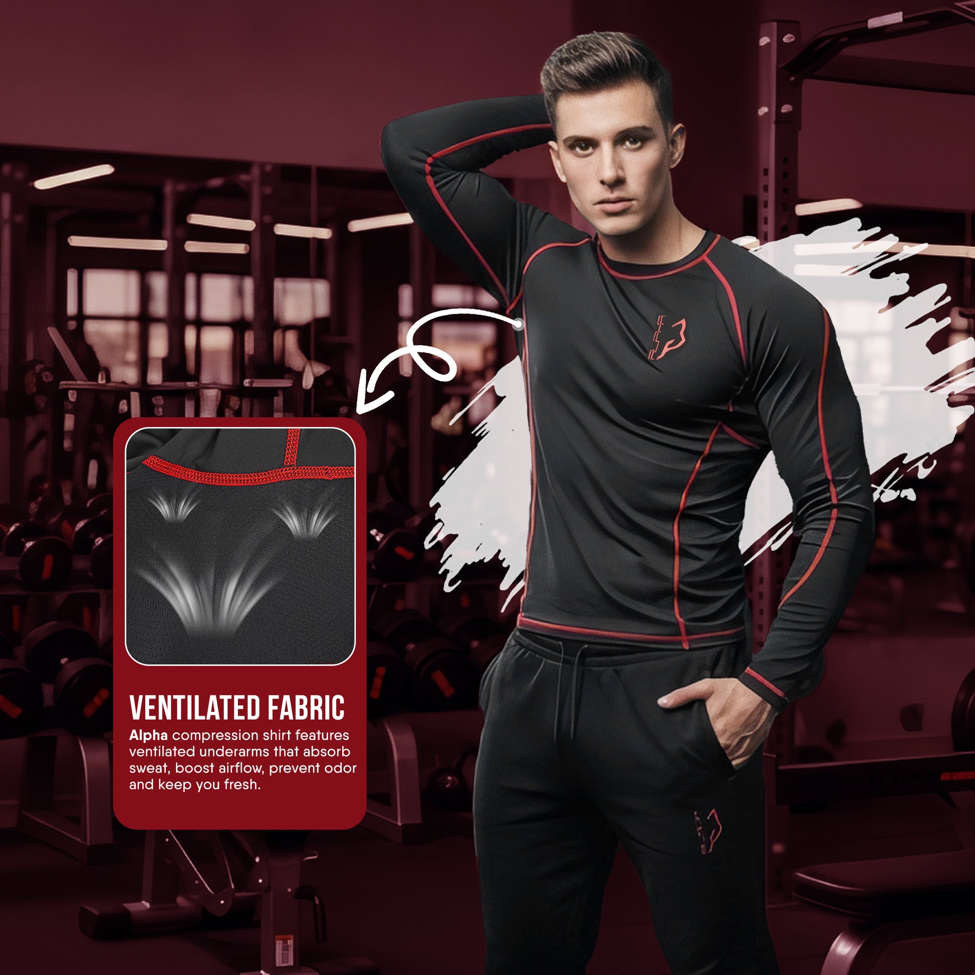 Compression Shirt Red 3- Pro X Sports Wear
