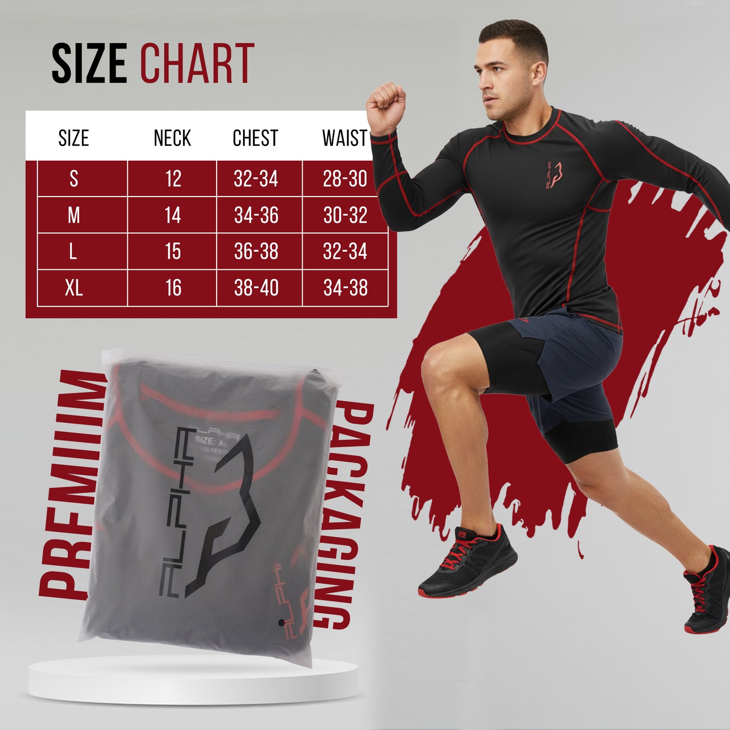 Compression Shirt Red 5- Pro X Sports Wear