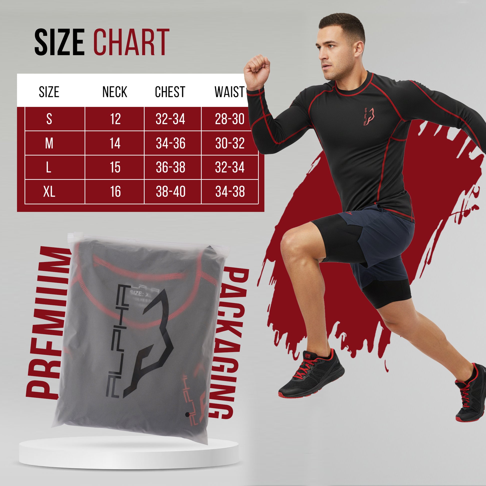 Compression Shirt Red 5- Pro X Sports Wear