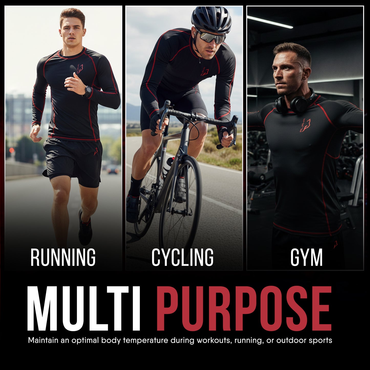 Compression Shirt Red 6- Pro X Sports Wear