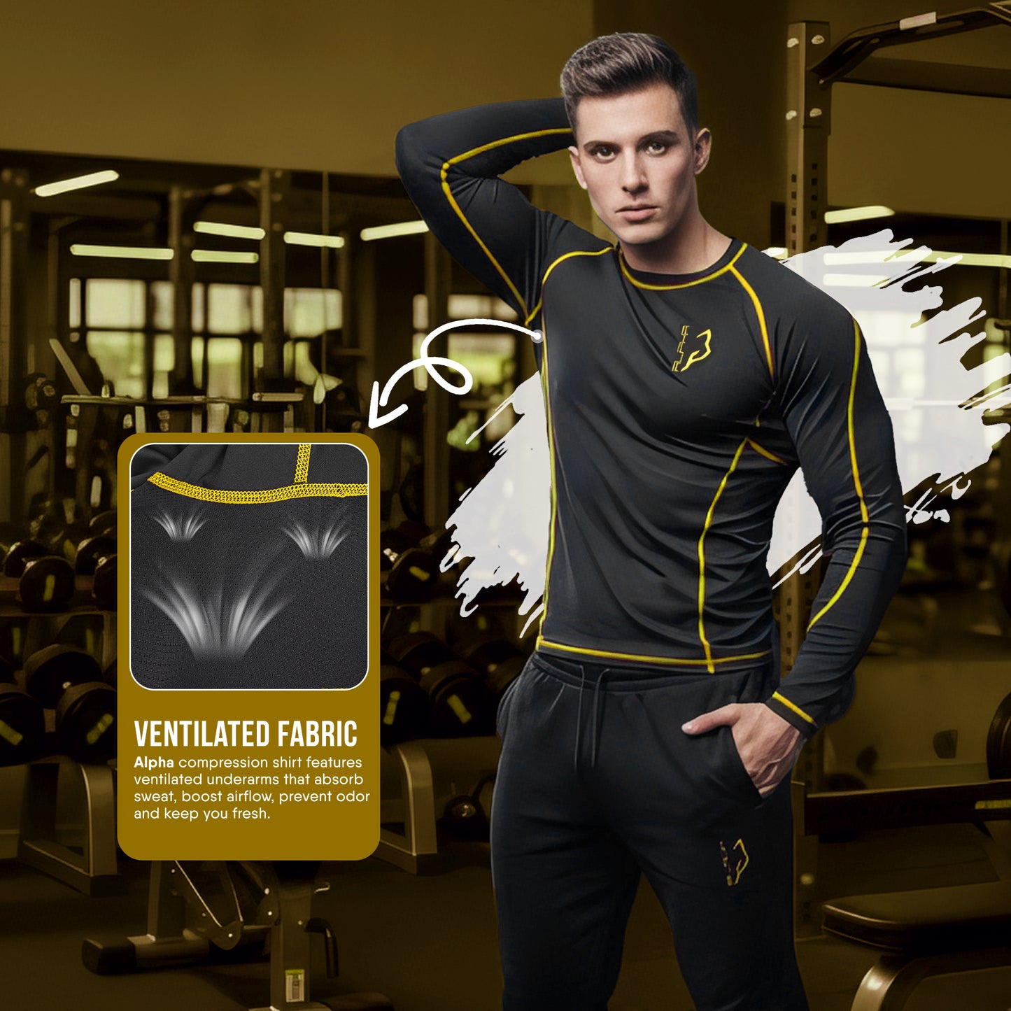 Compression Shirt Yellow 3 - Pro X Sports Wear