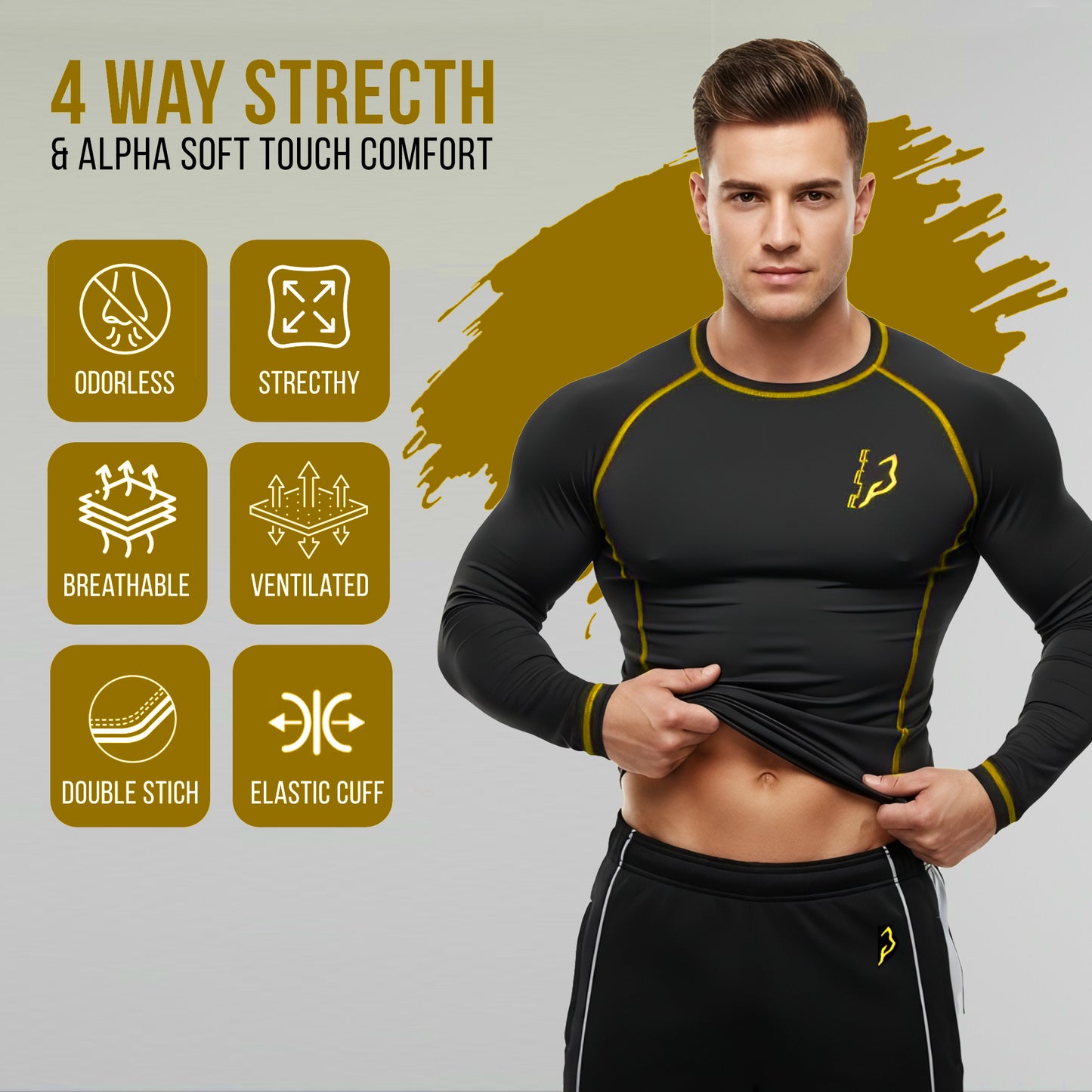 Compression Shirt Yellow 4 - Pro X Sports Wear