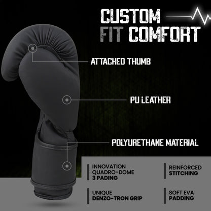 Designed for custom-fit comfort, the attached thumb, EVA padding, reinforced stitching, and ergonomic construction provide protection, durability, and performance during every training session.