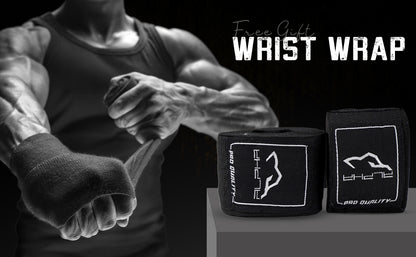 Boxer wrapping hands with Alpha Omega boxing hand wraps, featuring durable wrist support and protection for training, sparring, kickboxing, and combat sports.