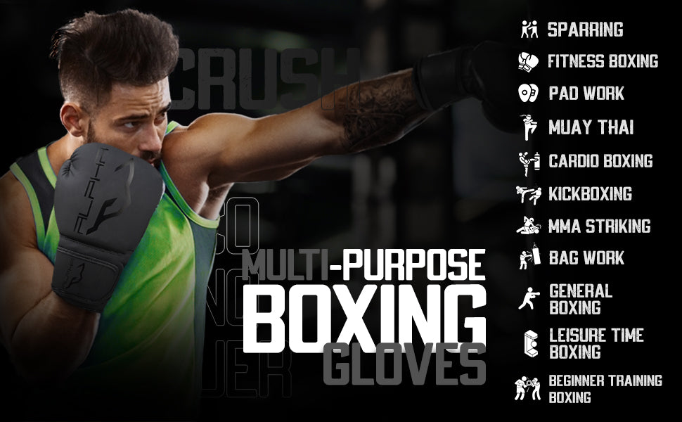 Athlete training with Alpha Omega boxing gloves, showcasing versatile performance for sparring, cardio boxing, kickboxing, Muay Thai, bag work, and general boxing fitness training.