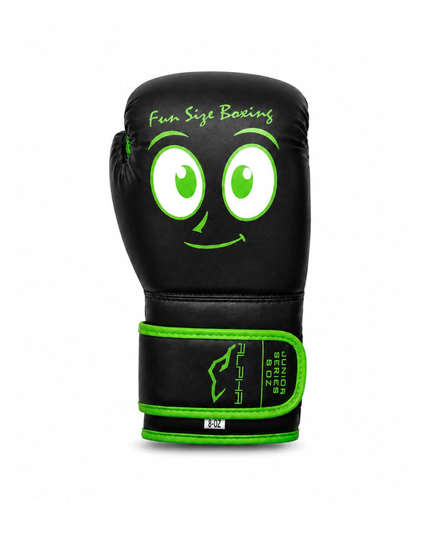 Black & Neon Green "Fun Size Boxing" Kids Gloves 8oz - Alpha Junior Series | Pro X Sports