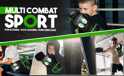 Fun Size Boxing youth boxing gloves in action during boxing and kickboxing workouts, providing comfort, protection, and durability for young athletes.