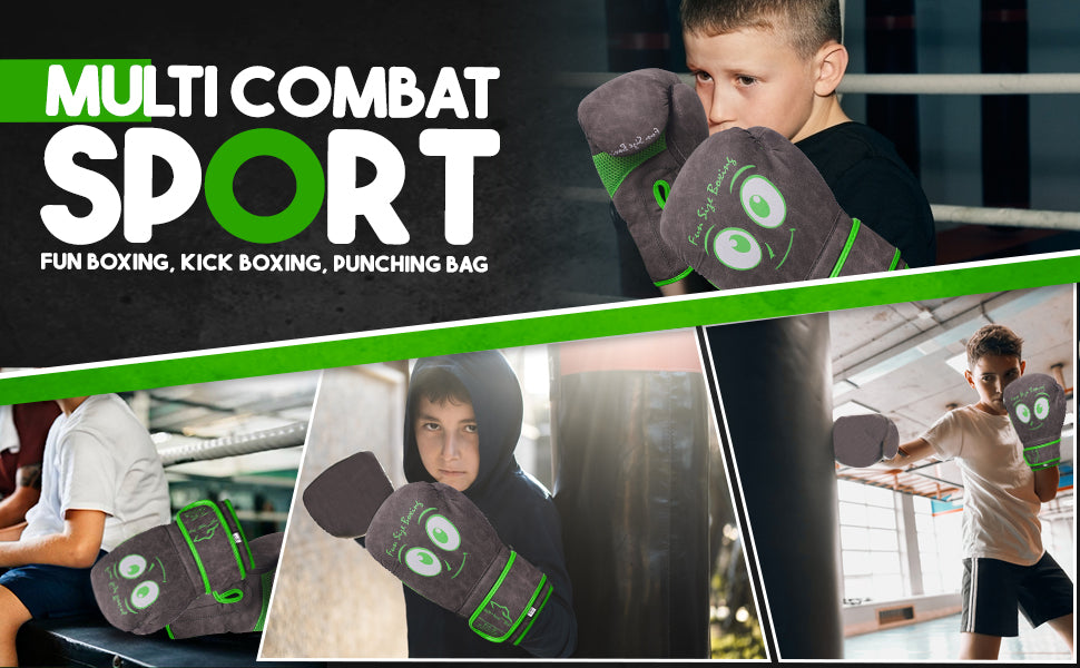 Young athletes training with light brown youth boxing gloves during boxing and kickboxing practice, designed for comfort, durability, and safe skill development.