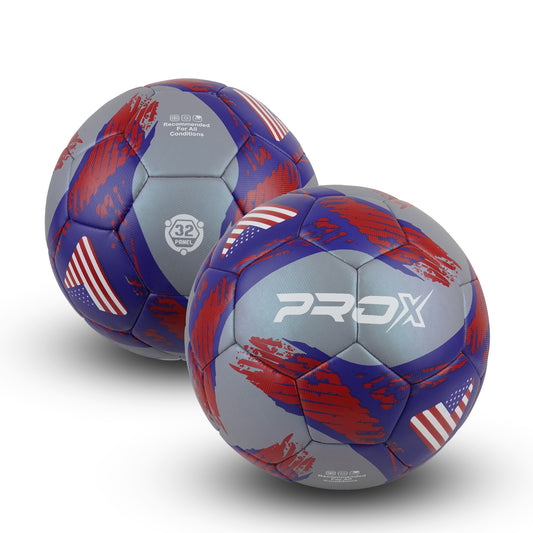 Premium Size 5 Soccer Ball Nation Series Metallic Blue match and training football with USA-inspired design and 32-panel construction